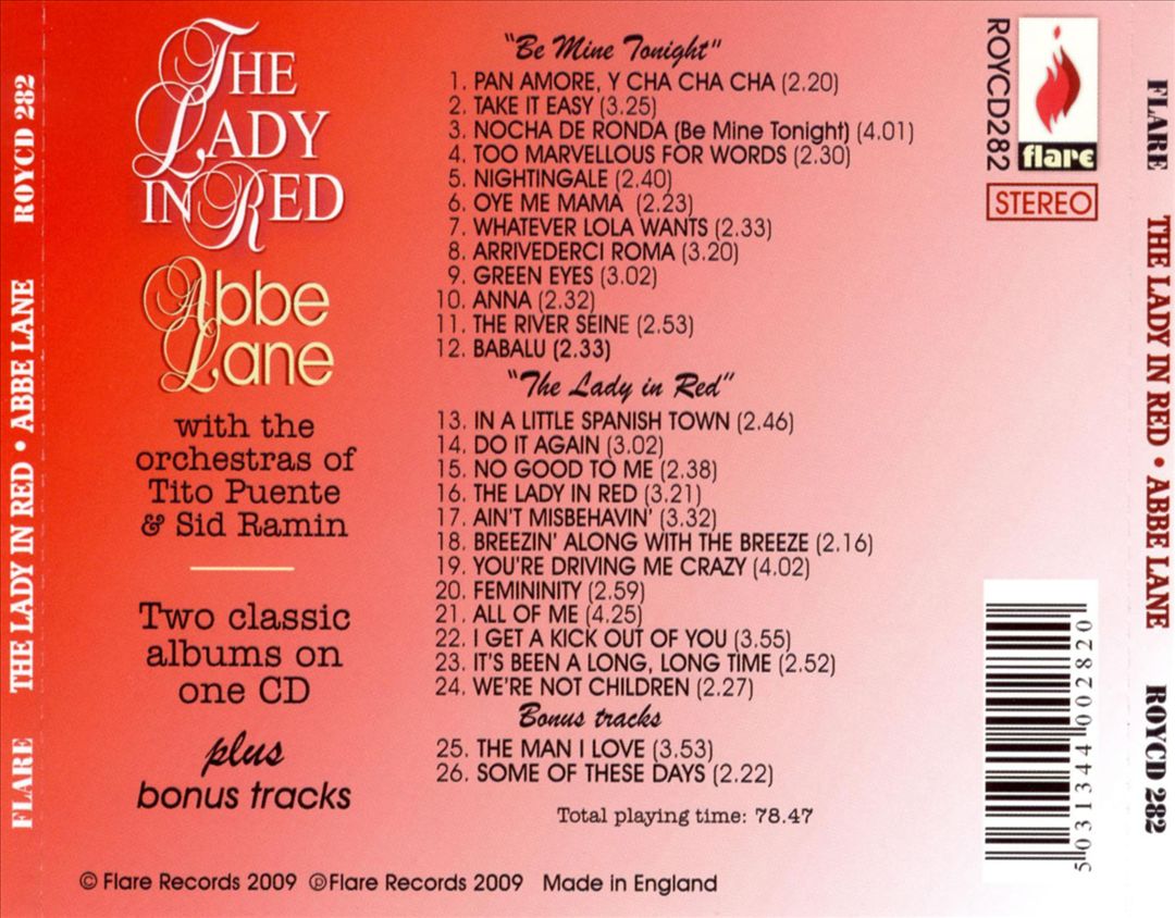 Be Mine Tonight/Lady in Red cover art