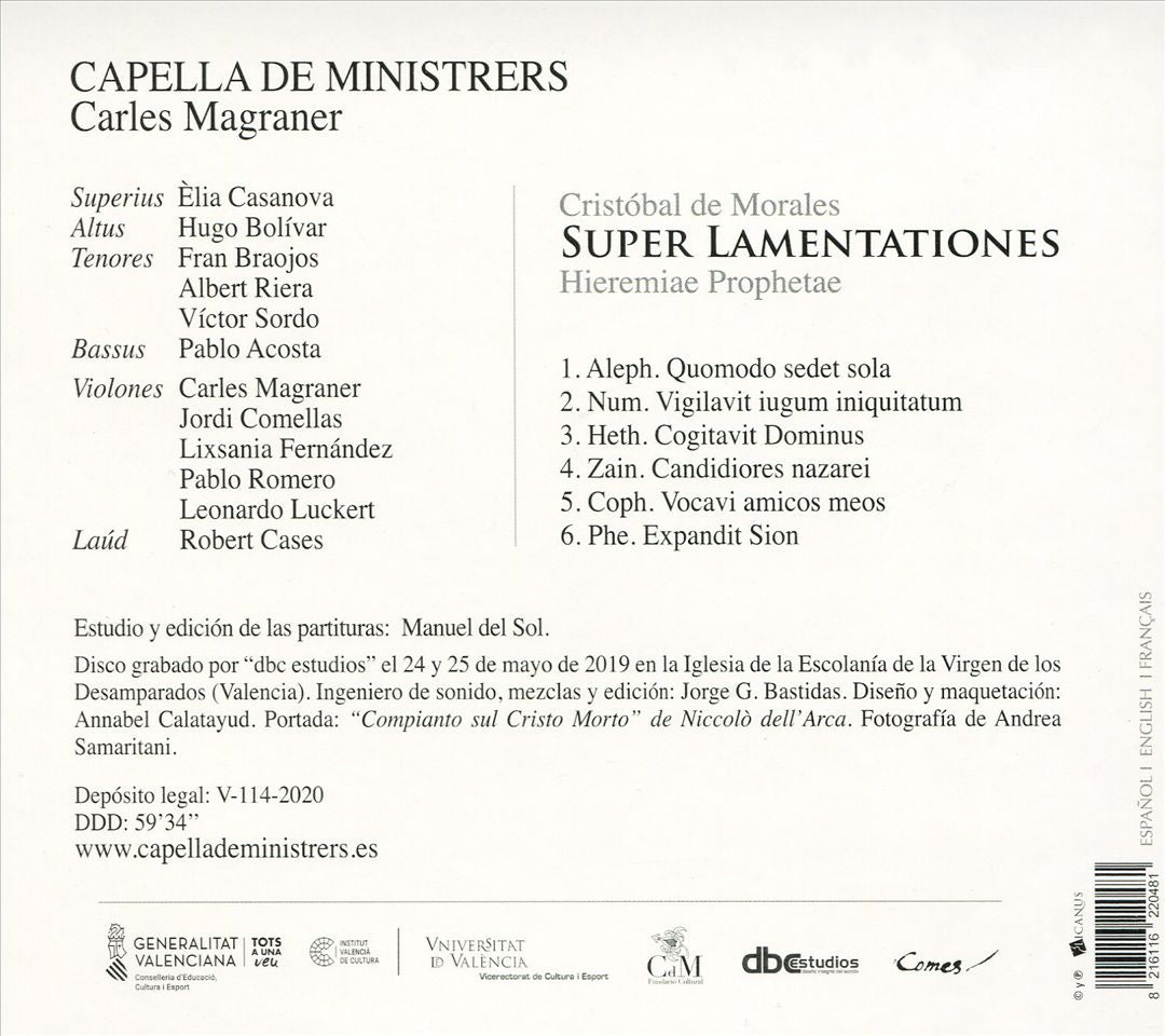 Cristóbal de Morales: Super Lamentationes cover art