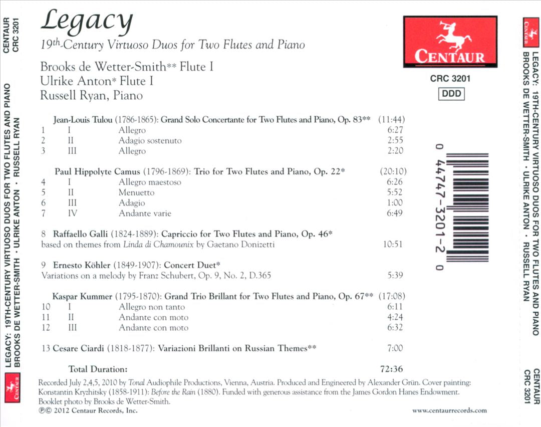 Legacy: 19th-Century Virtuoso Duos for Two Flutes and Piano cover art