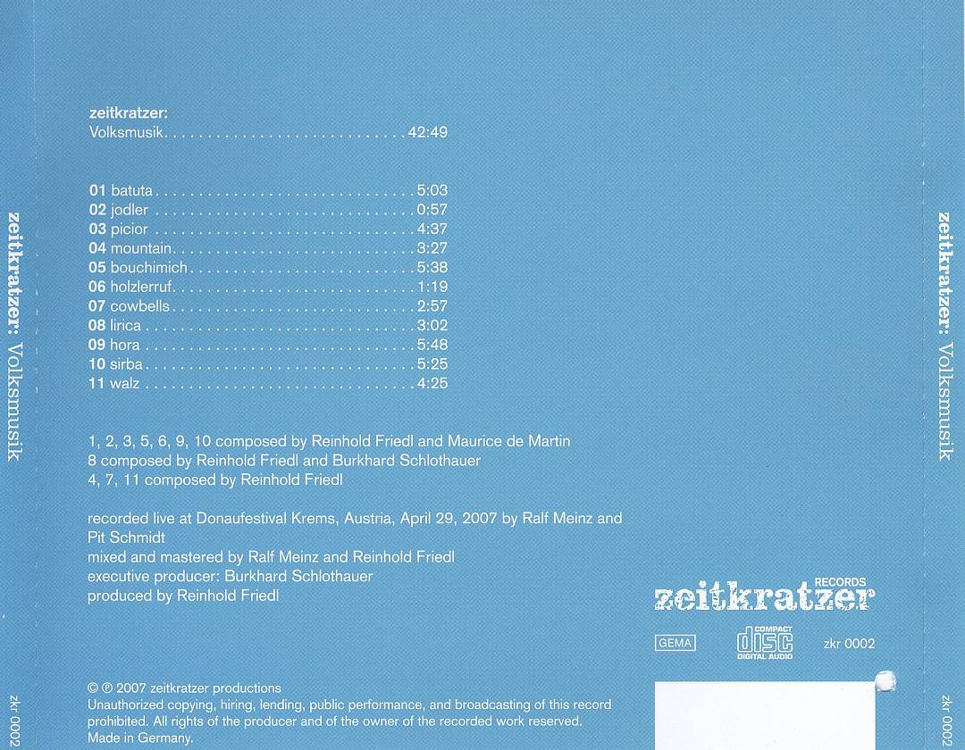 Zeitkratzer: Volksmusik cover art