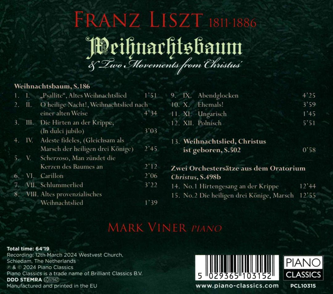 Liszt: Weihnachtsbaum & Two Movements from Christus cover art