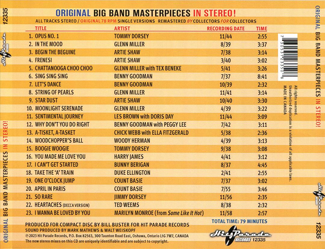 Original Big Band Masterpieces in Stereo cover art