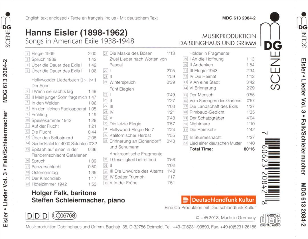 Hanns Eisler: Lieder, Vol. 3 cover art