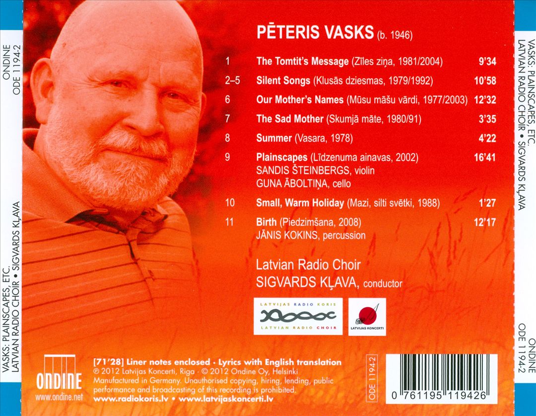 Peteris Vasks: Plainscapes cover art
