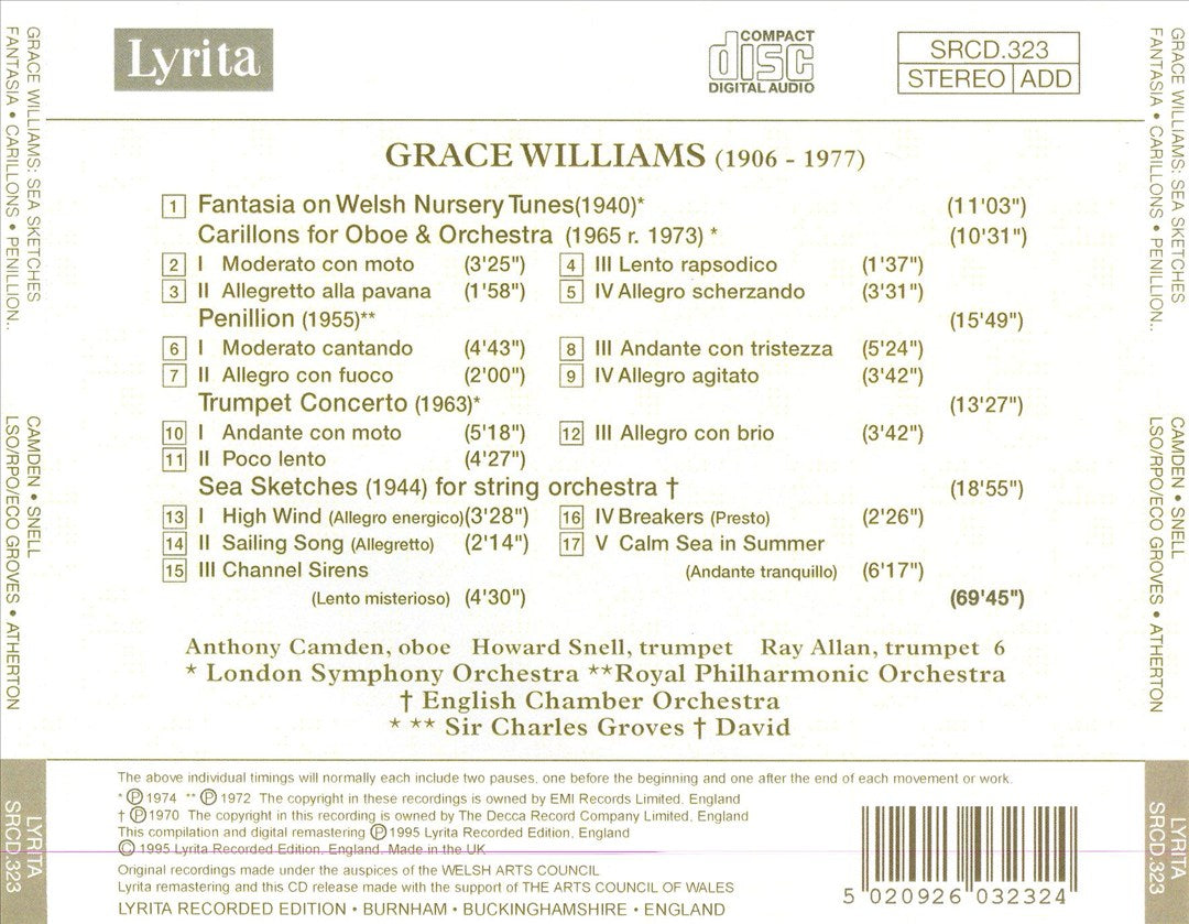 Grace Williams: Sea Sketches; Fantasia; Carillons; Penillion cover art