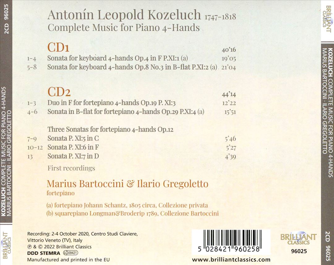 Kozeluch: Complete Music for Piano 4-Hands cover art