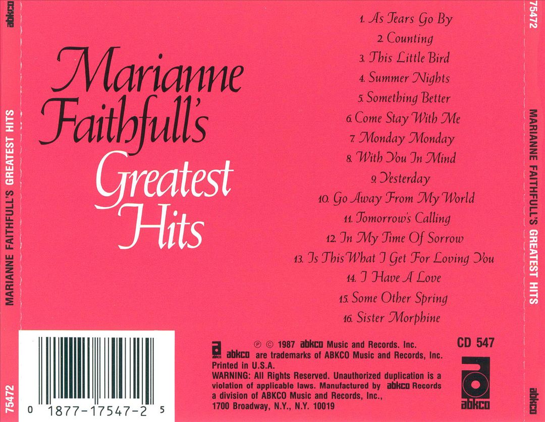 Marianne Faithfull's Greatest Hits cover art