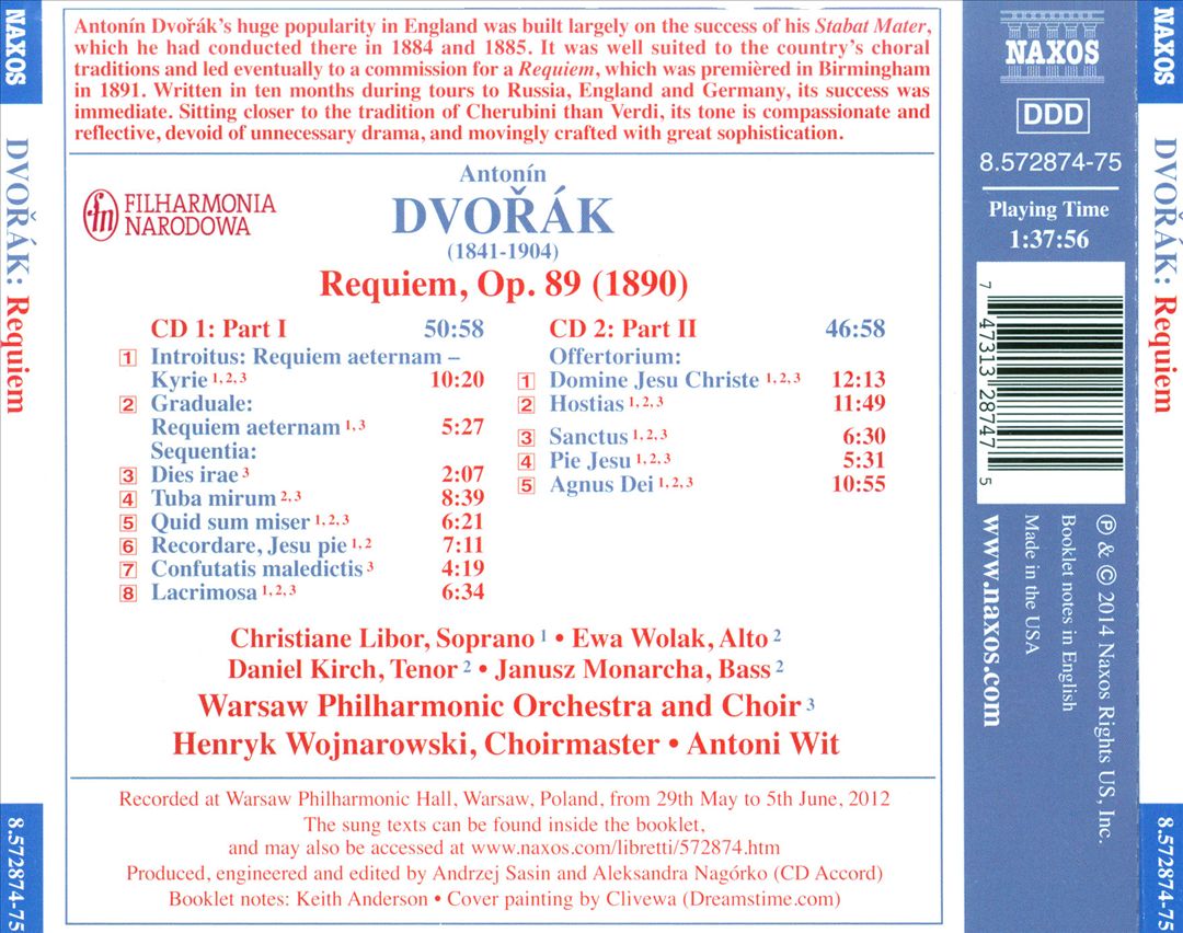 Dvorák: Requiem cover art