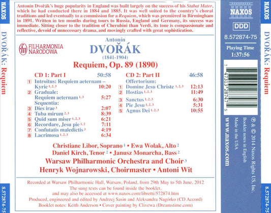 Dvorák: Requiem cover art