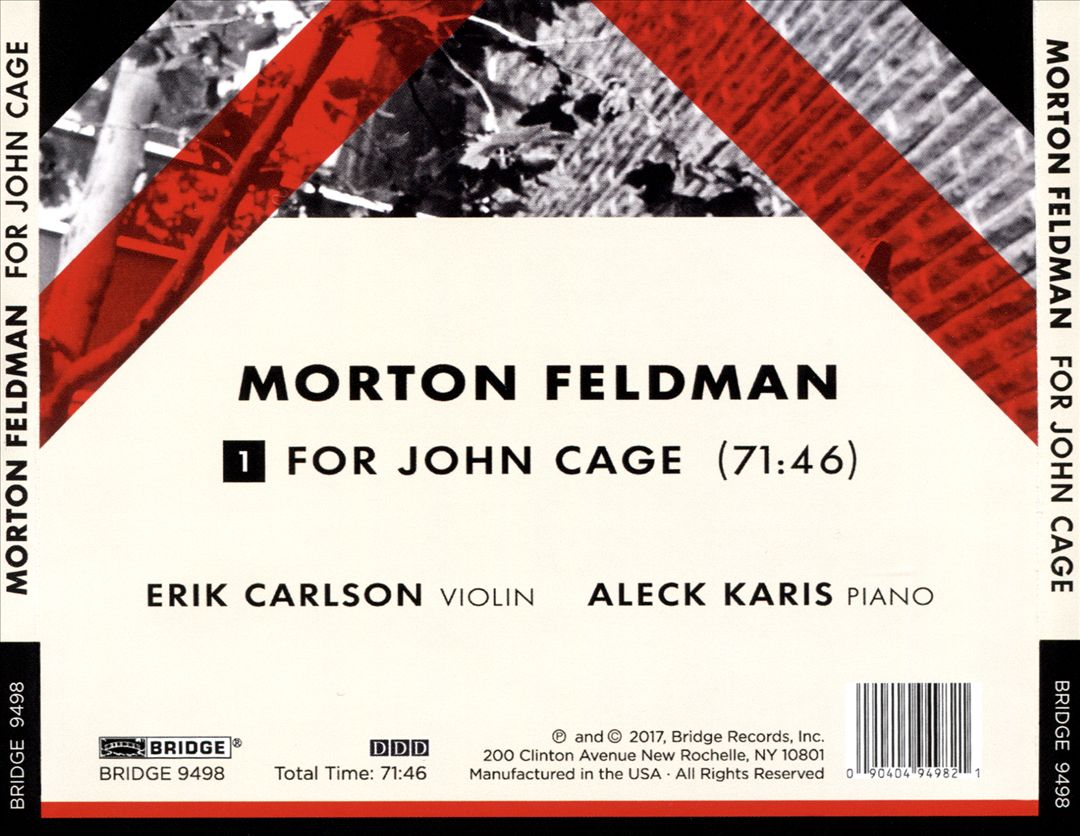 Morton Feldman: For John Cage (1982) cover art