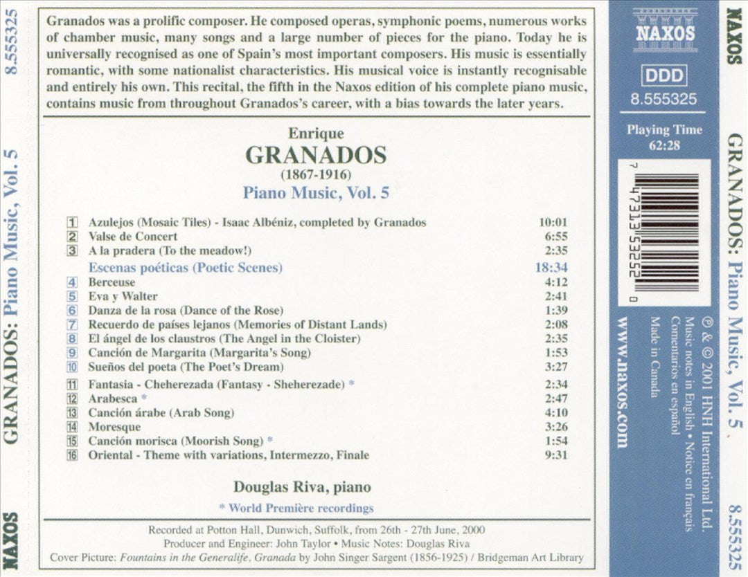 Granados: Piano Music, Vol. 5 cover art