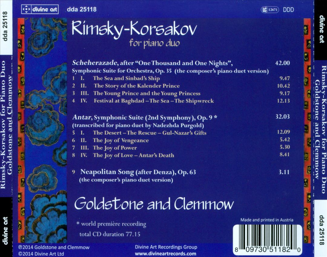 Rimsky-Korsakov for Piano Duo: Scheherazade; Antar; Neapolitan Song cover art