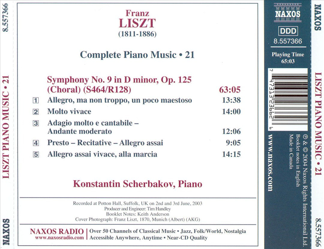 Liszt: Piano Transcription of Beethoven's Symphony No. 9 cover art