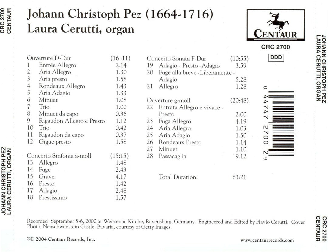 Johann Christoph Pez cover art