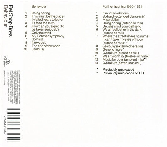 Behaviour: Further Listening 1990-1991 cover art