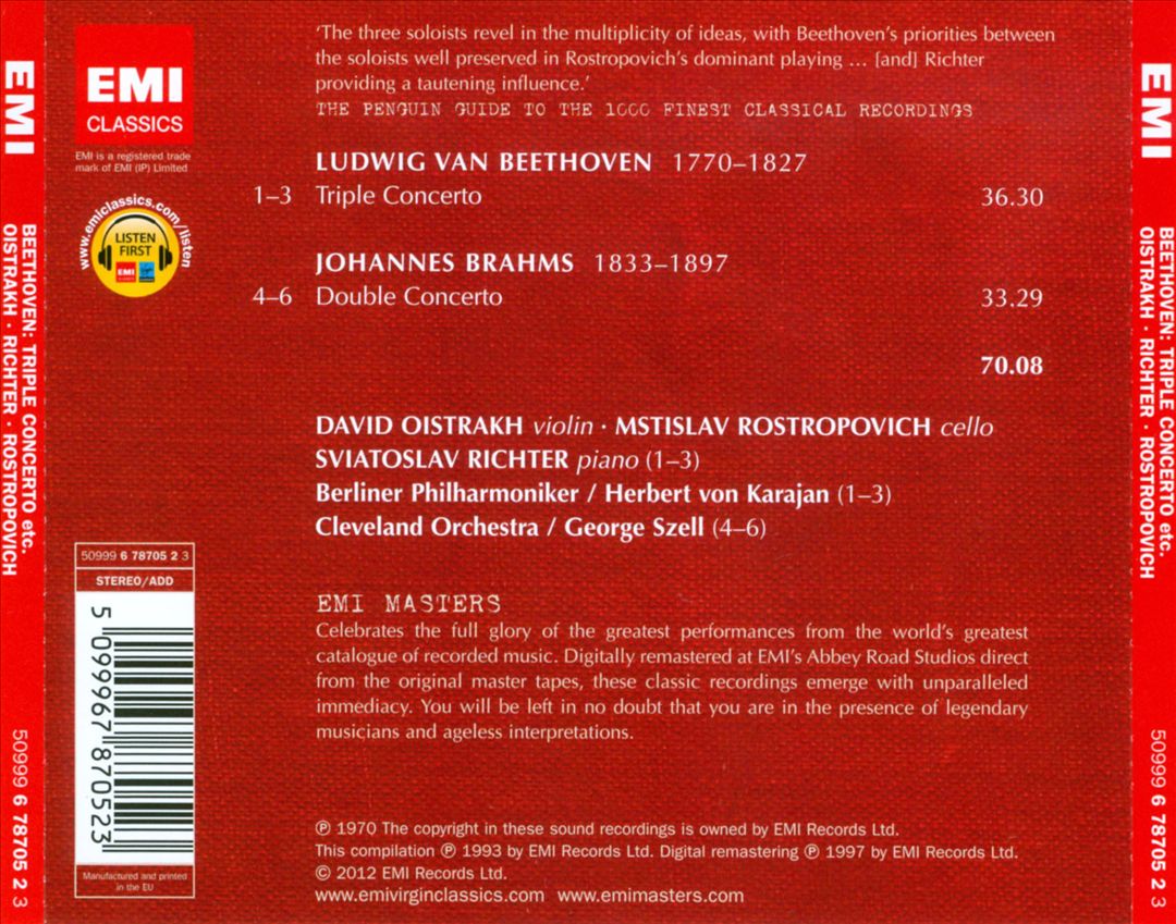 Beethoven: Triple Concerto; Brahms: Double Concerto cover art