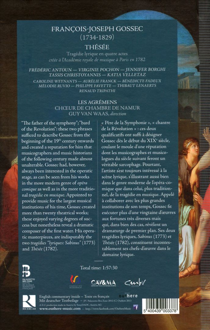 Gossec: Thésée [Includes Book] cover art