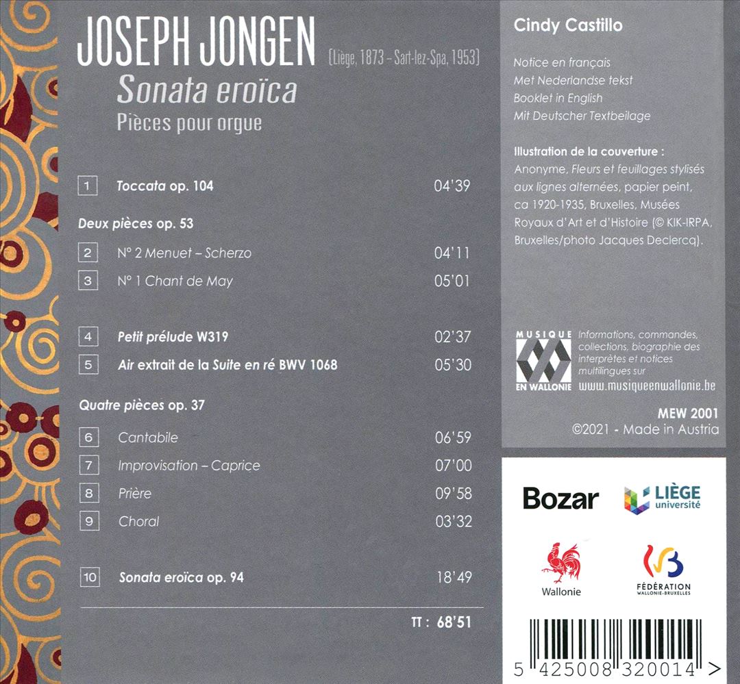 Joseph Jongen: Sonata Eroica; Pièces pour orgue cover art