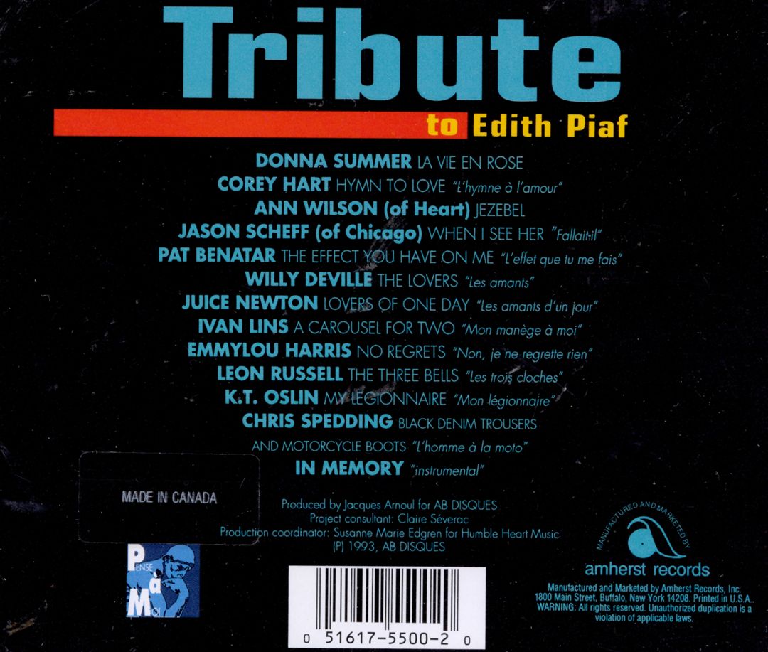 Tribute to Edith Piaf [Amherst] cover art