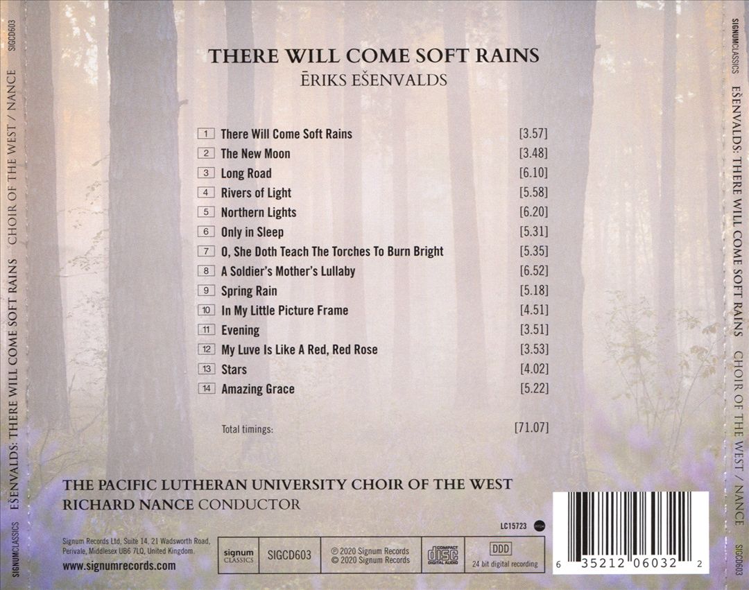 There Will Come Soft Rains: Choral Music by Eriks Ešenvalds cover art