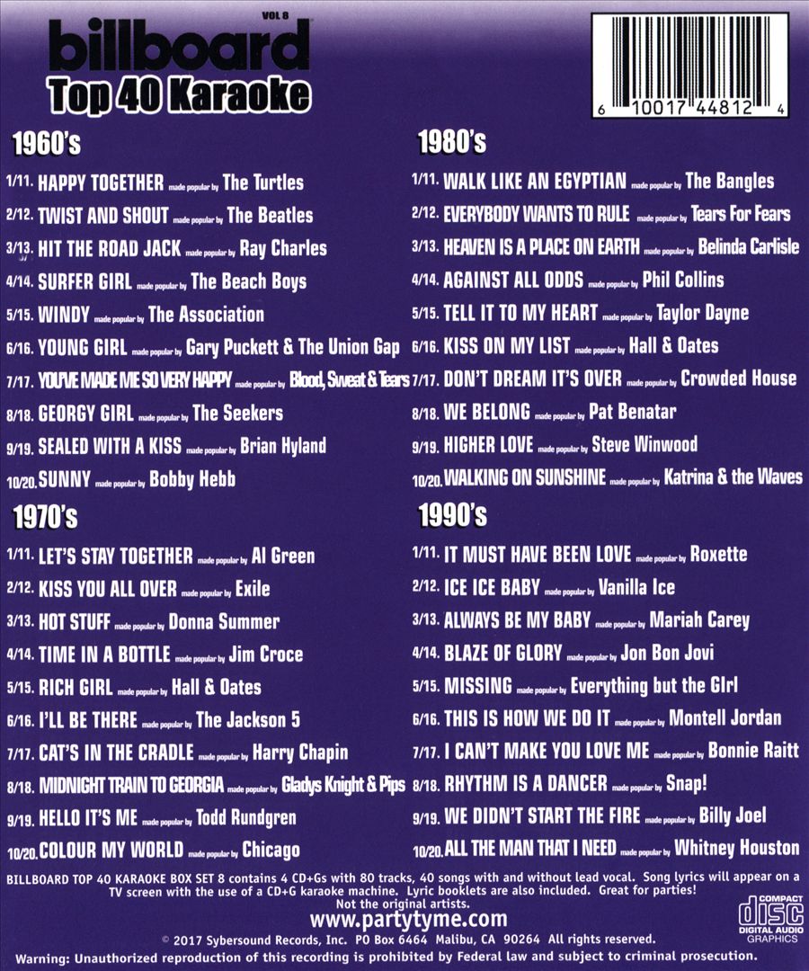 Party Tyme Karaoke: Billboard Top 40 Karaoke Box Set, Vol. 8 cover art