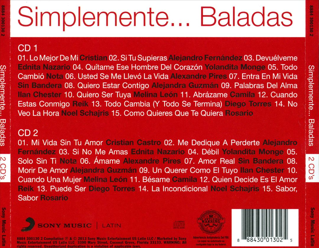 Simplemente: Baladas cover art