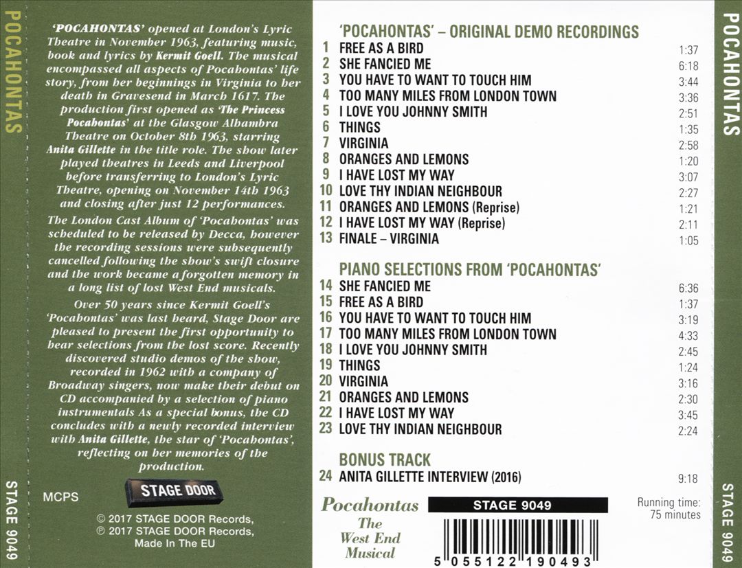 Songs from Kermit Goell's Pocahontas: The West End Musical [Original Cast Recording] cover art