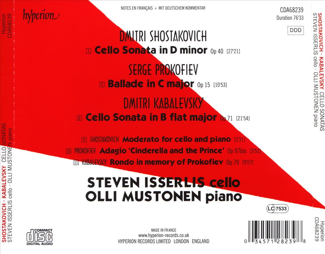 Shostakovich & Kabelevsky: Cello Sonatas; Prokofiev: Ballade cover art