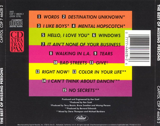 Best of Missing Persons [1987] cover art