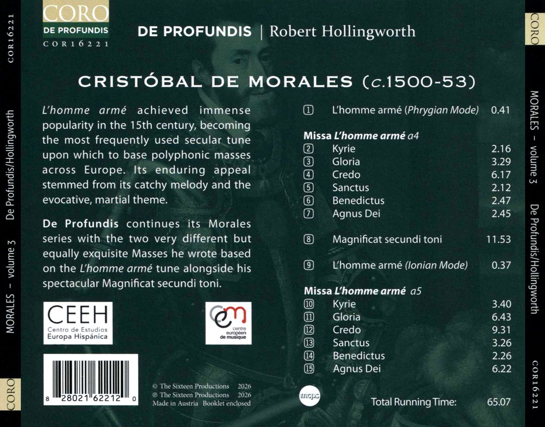 Morales: L'homme armé; Masses; Magnificat secundi toni cover art
