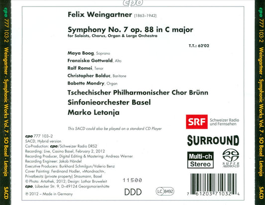 Felix Weingartner: Symphony No. 7 cover art