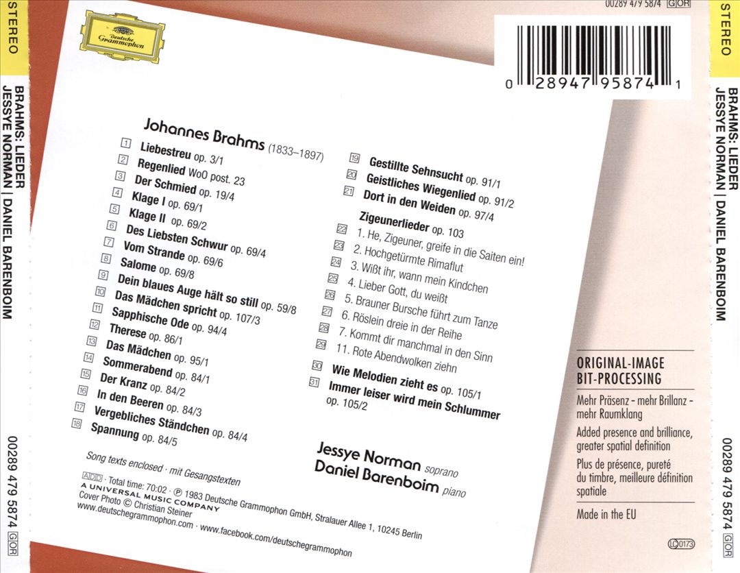 Johannes Brahms: Lieder cover art