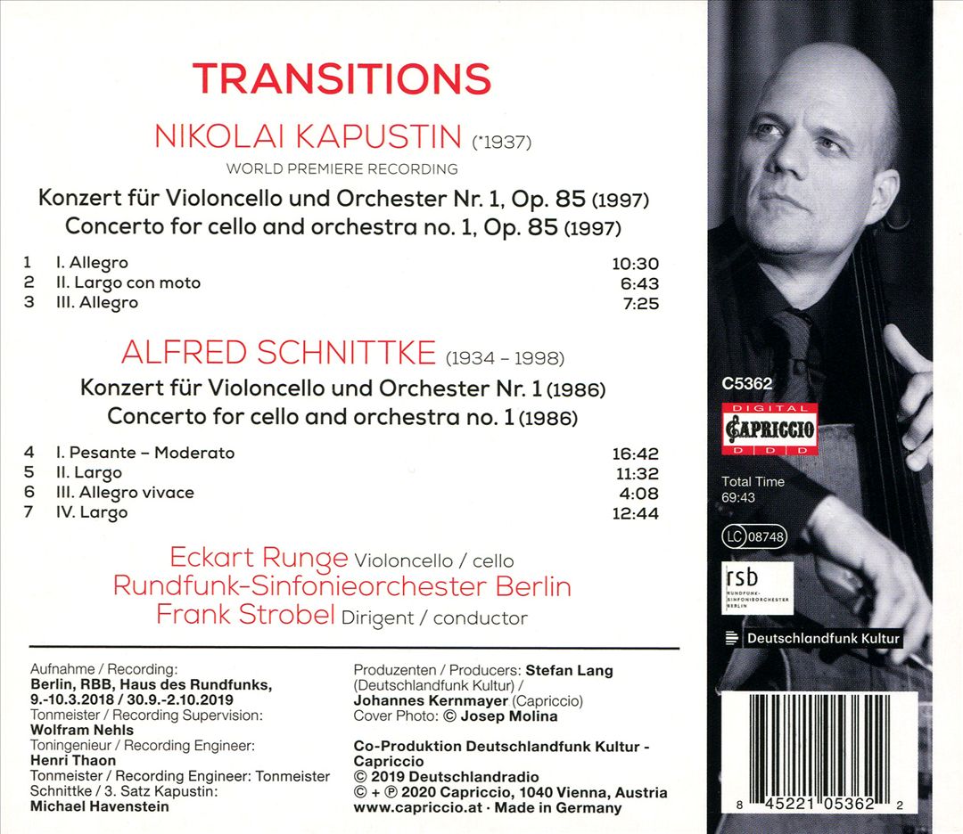 Transitions: Kapustin, Schnittke - Cello Concertos cover art
