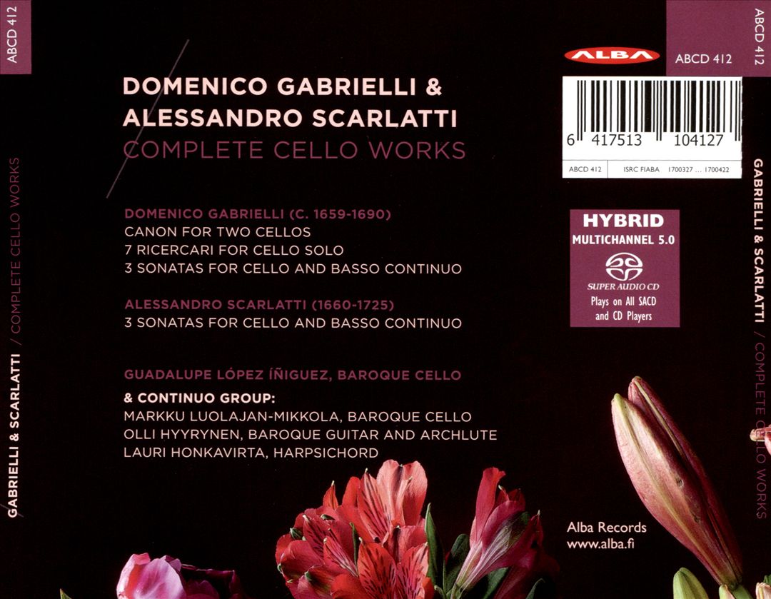 Domenico Gabrielli, Alessendro Scarlatti: Complete Cello Works cover art