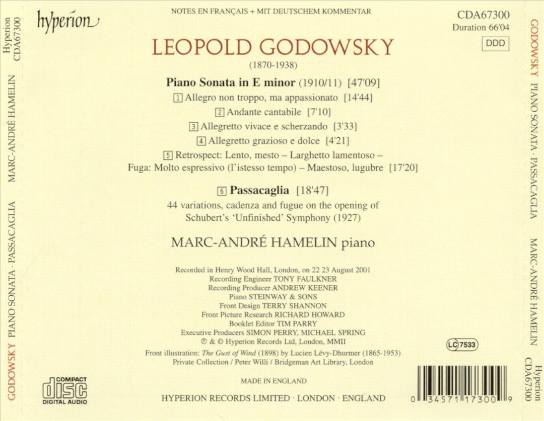 Godowsky: Sonata; Passacaglia cover art