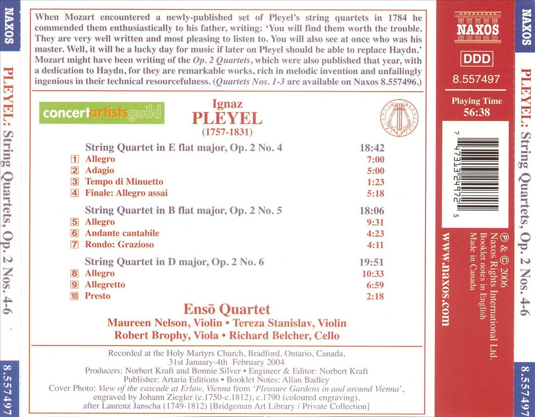 Ignaz Pleyel: String Quartets, Op. 2 Nos. 4-6 cover art