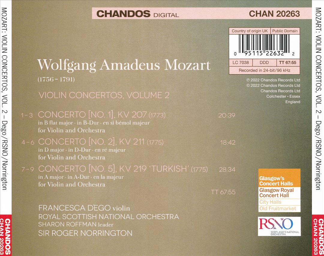 Mozart: Violin Concertos, Vol. 2 - KV 207, KV 211 & KV 219 'Turkish' cover art