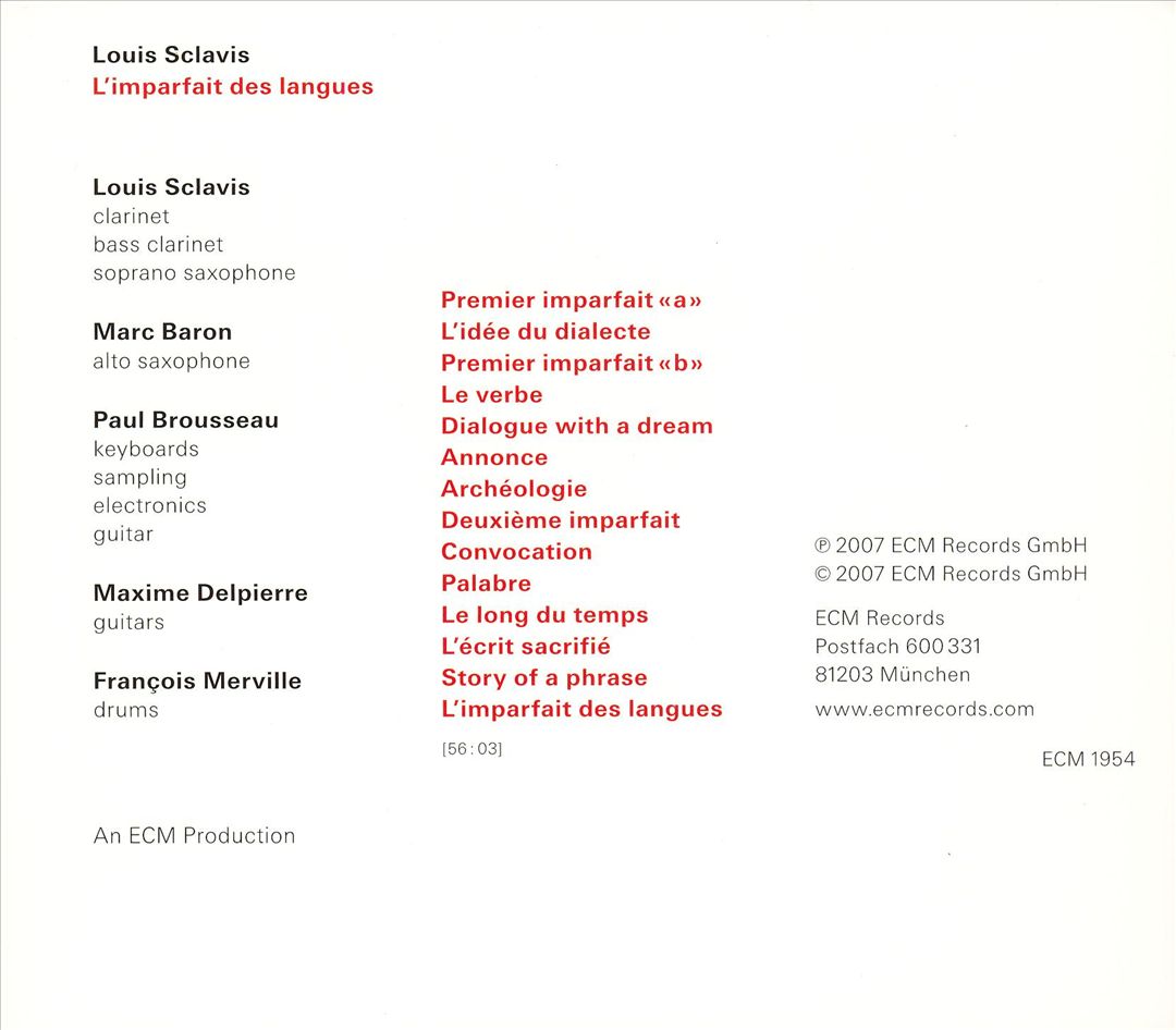 Imparfait des Langues cover art
