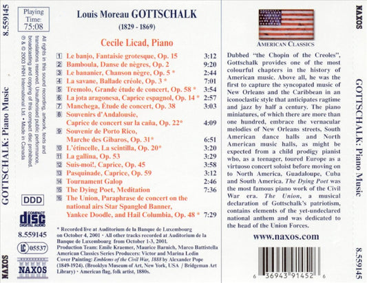 Louis Moreau Gottschalk: Piano Music cover art