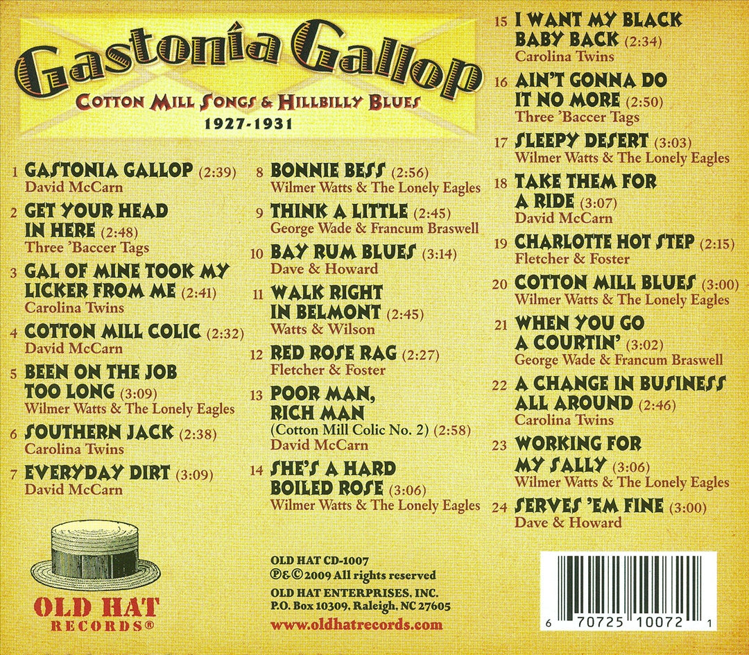 Gastonia Gallop: Cotton Mill Songs and Hillbilly Blues cover art