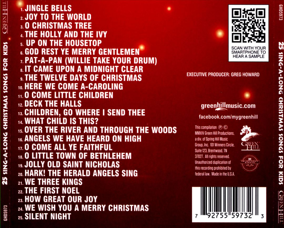 25 Sing-A-Long Christmas Songs For Kids cover art