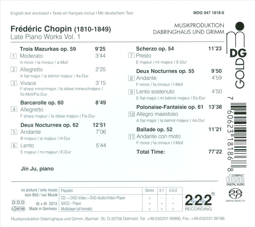 Frédéric Chopin: Late Piano Works, Vol. 1 cover art