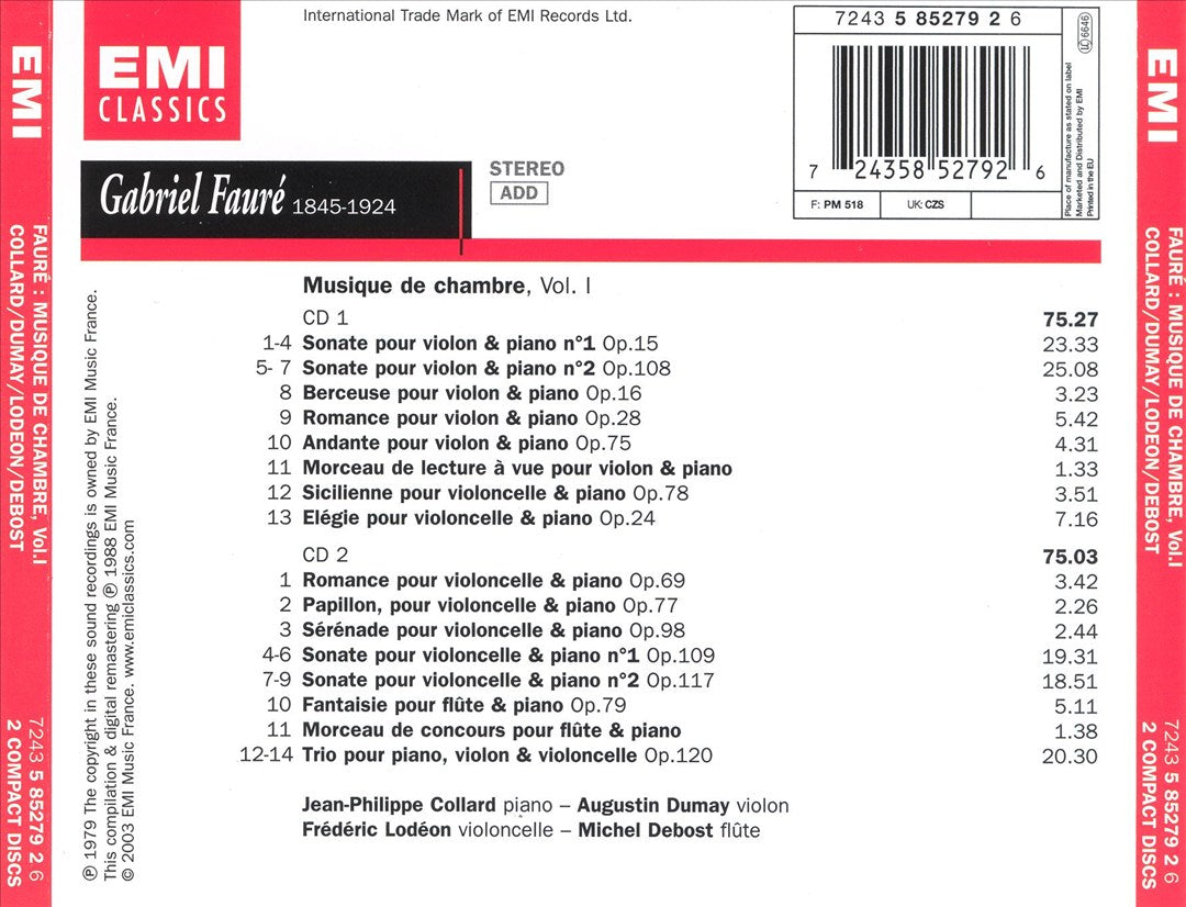 Fauré: Musique de Chambre, Vol. 1 cover art