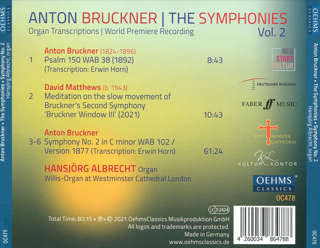 Anton Bruckner: The Symphonies - Organ Transcriptions, Vol. 2 cover art