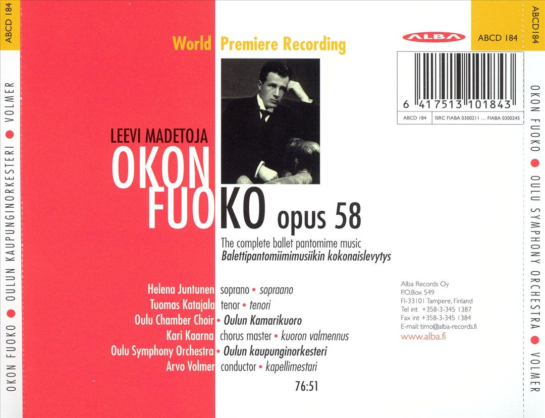 Leevi Madetoja: Okon Fuoko, Op. 58 (The complete ballet pantomime music) cover art