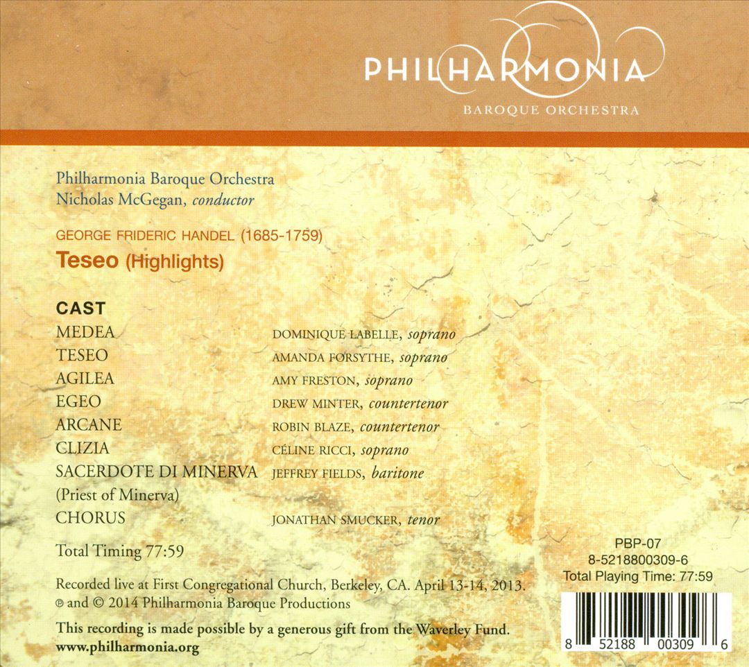 Handel: Teseo (Highlights) cover art