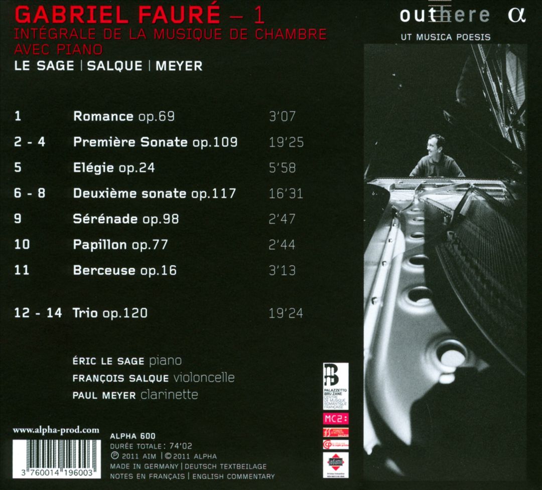 Gabriel Fauré: Oeuvres pour Violoncelle et Piano cover art