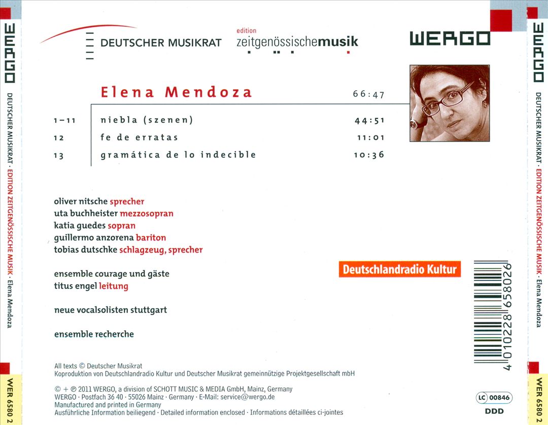 Elena Mendoza: Niebla (Szenen); Fe de erratas; Gramática de lo indecible cover art