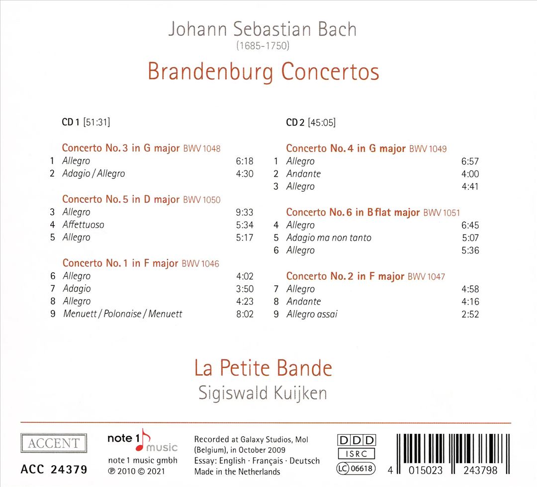 J.S. Bach: Brandenburg Concertos cover art