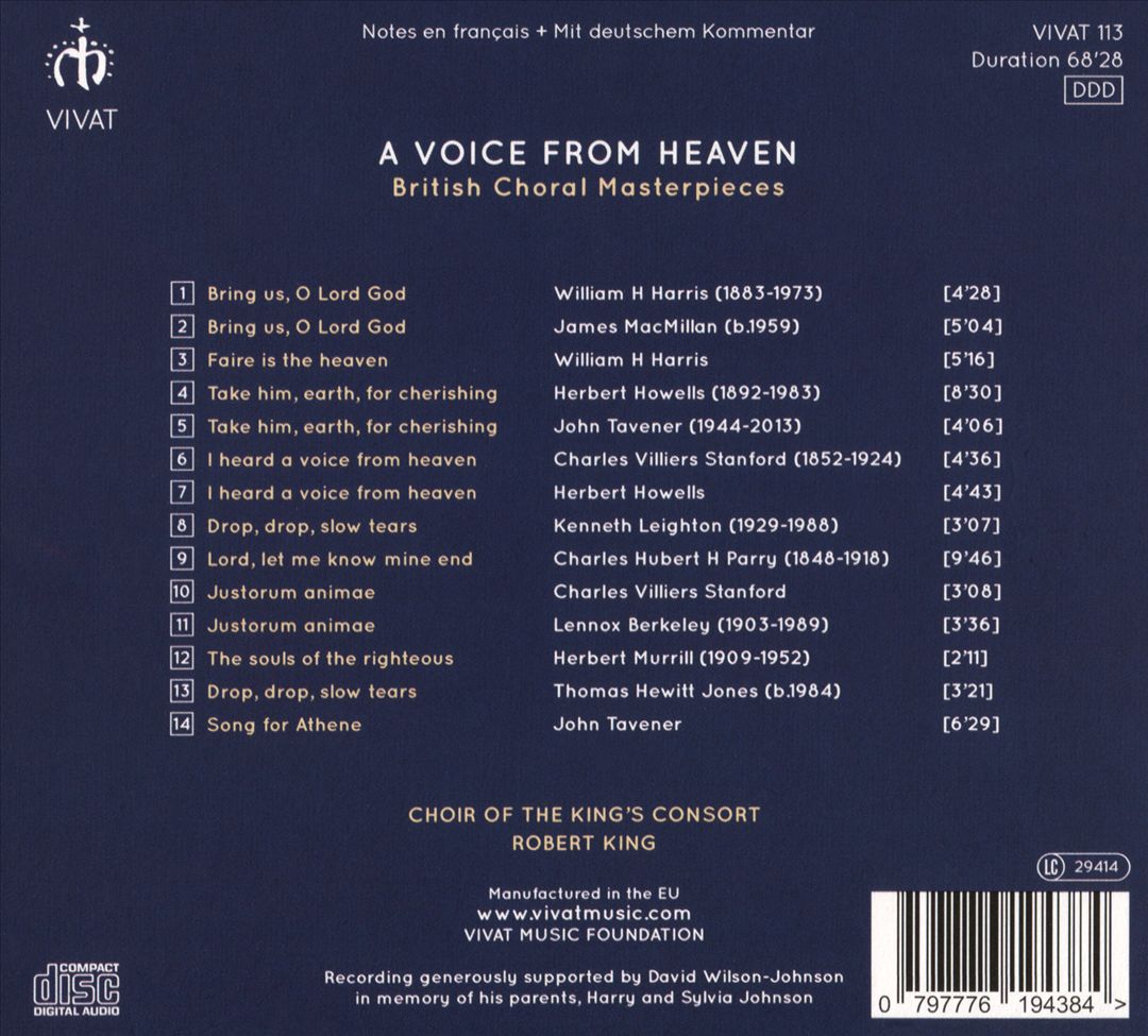 Voice from Heaven: British Choral Masterpieces cover art